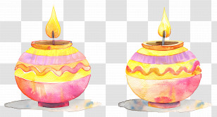 Diwali Diya - Colorful Round Oil Lamps For Diwali Transparent PNG
