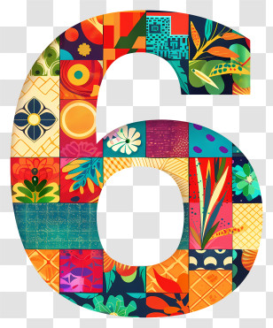 Number 6 - Colorful Number 6 Illustration Transparent PNG