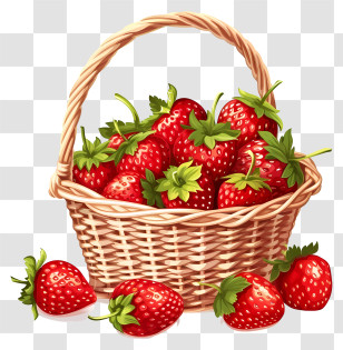 Cartoon Strawberry Basket - Fresh Basket Of Strawberries Transparent PNG