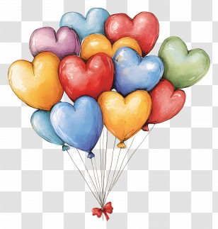 Heart Balloon - Colorful Heart Balloons Transparent PNG