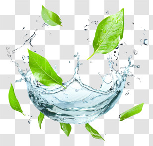 World Water Day - Water Splash With Fresh Green Leaves Transparent PNG
