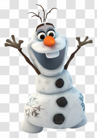 Frozen Olaf - Snowman Cartoon Character With Snowflake Details Transparent PNG