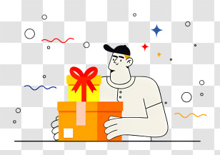 Icon - Man Holding Gift Box Transparent PNG