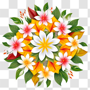 Onam Floral Rangoli
 - Vividly Designed Floral Mandala Transparent PNG