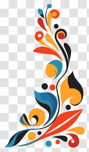 Corner - Colorful Decorative Floral Design Transparent PNG