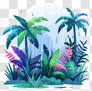 Rain Forest Scene - Vivid Tropical Rainforest With Foliage Transparent PNG