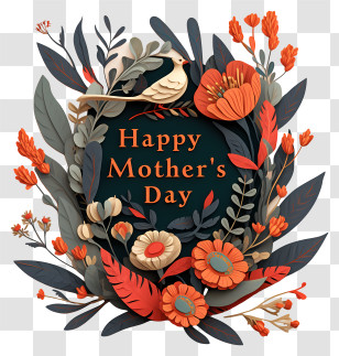 Mother Day - Floral Happy Mother's Day Design Transparent PNG