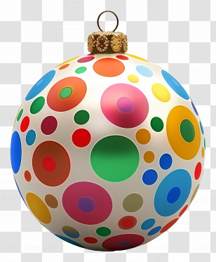 Polka Dot Ball Ornaments - Colorful Christmas Ornament With Polka Dots Transparent PNG
