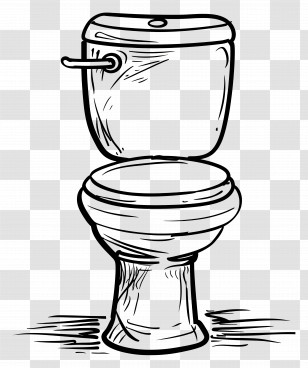Toilet - Black And White Toilet Illustration Transparent PNG