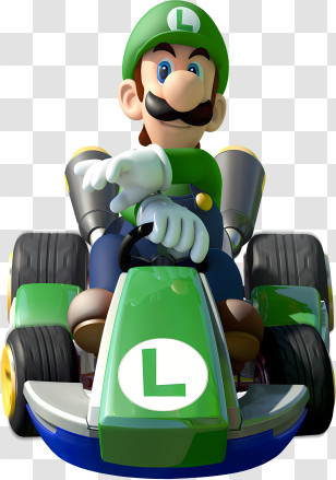 Green - Luigi In Green Kart Racing Transparent PNG