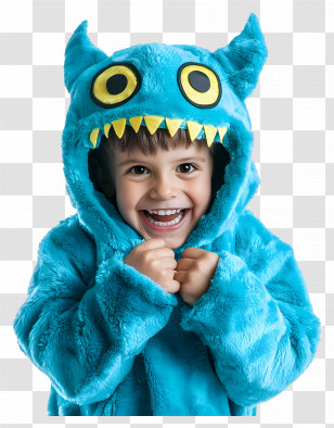Halloween Costume - Child In Blue Monster Costume Transparent PNG