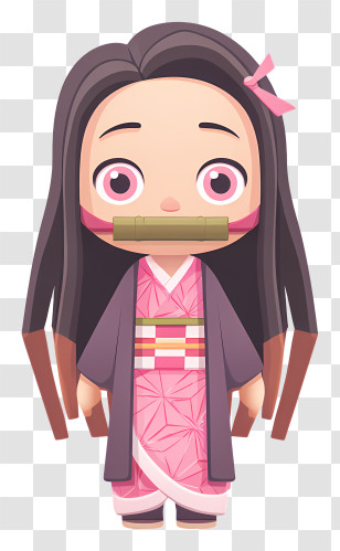 Nezuko Kamado - Chibi Girl In Pink Kimono Transparent PNG