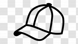 Cap Emoji - Black Outline Of A Baseball Cap Transparent PNG