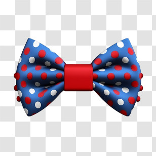 Bow Tie - Elegant Blue Bow Tie With Red Polka Dots Transparent PNG