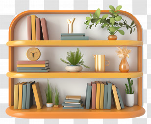 Shelf Furniture - Bookshelf With Plants And Books Transparent PNG