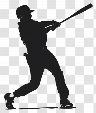Baseball Man Silhouette - Silhouette Of A Baseball Player Swinging Bat Transparent PNG