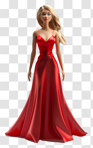 Barbie - Doll In Red Evening Dress Transparent PNG