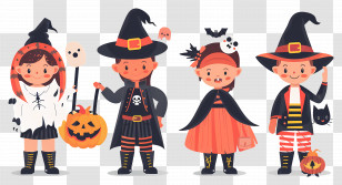 Halloween Kids - Kids Dressed In Festive Halloween Costumes Transparent PNG