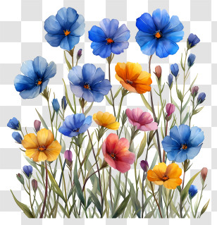 Floral Pattern Background - Wildflowers Blooming In A Field Transparent PNG