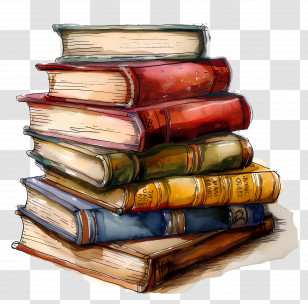 Books - Colorful Stack Of Hardcover Books Transparent PNG