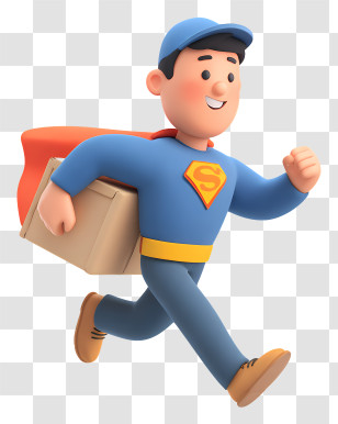 Super Delivery Man - Superhero Delivery Man Cartoon Transparent PNG