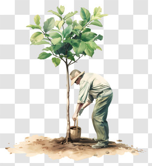 Tree Planting - Man Planting A Tree In Nature Transparent PNG