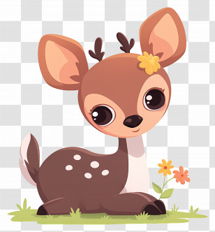 Deery Lou - Adorable Baby Deer Cartoon Drawing Transparent PNG