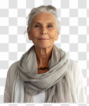 Old Woman - Portrait Of An Elderly Woman With A Scarf And Tranquil Expression Transparent PNG