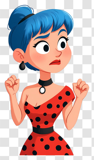 Edna Boulder - Stylish Blue-Haired Woman Surprised Transparent PNG