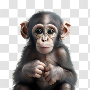 Monkey Day - Cute Baby Chimpanzee Sitting Playfully Transparent PNG