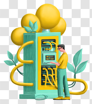 Business Scenes - Engineer Managing Server Unit Transparent PNG