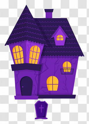 Halloween House - Purple House With Coffin Transparent PNG
