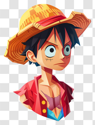 One Piece Luffy - Cartoon Character In Straw Hat And Red Vest Transparent PNG