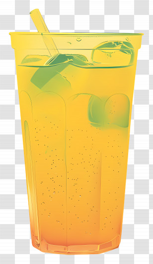 Iced Tea - Yellow Drink With Ice Cubes Transparent PNG