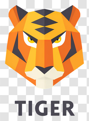 Tiger Logo - Geometric Orange Tiger Head Transparent PNG