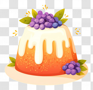 Easter Bread - Decorative Cake With Grapes And White Icing Transparent PNG