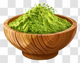 Matcha Powder - Green Powder In Wooden Bowl Transparent PNG