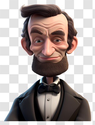 Abraham Lincoln - Cartoon Man With Beard In Suit Transparent PNG