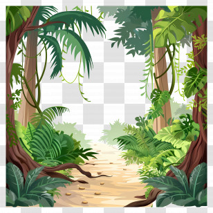 Jungle Background - Jungle Pathway In A Dense Forest Illustration Transparent PNG