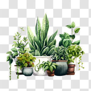 Houseplant Appreciation Day - Assorted Potted Houseplants Illustration Transparent PNG
