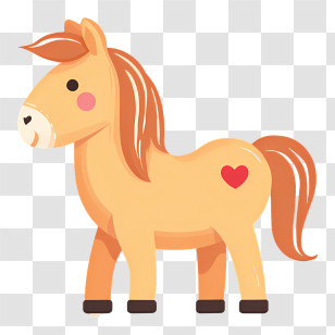 Kawaii Horse - Cute Cartoon Pony With Heart Transparent PNG