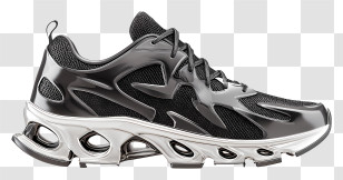 Carbon Plated Running Shoes - Futuristic Black Sneaker Design Transparent PNG