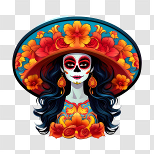 Day Of The Dead
 - Day Of The Dead Woman In Traditional Colorful Attire Transparent PNG
