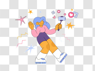 Web - Girl Taking A Selfie Cartoon Illustration Transparent PNG