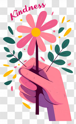 World Kindness Day - Hand Holding Flower With Kindness Message Transparent PNG