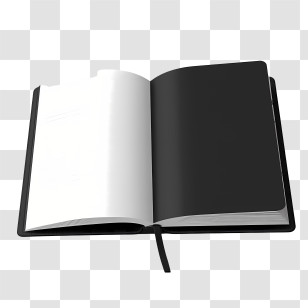 Book Cover Mockup - Open Black And White Notebook Transparent PNG