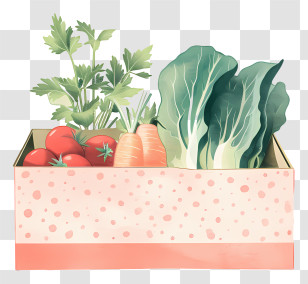 Vegetable Box - Fresh Vegetables In Basket Illustration Transparent PNG
