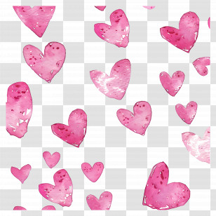 Love Background - Pink Watercolor Hearts Pattern Transparent PNG