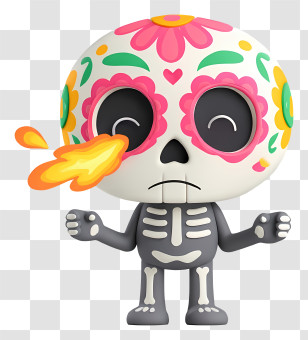 Sugar Skull - Colorful Sugar Skull Skeleton Transparent PNG