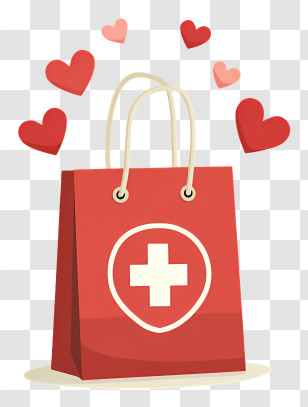 Hospital Cross - Red Medical Bag With Hearts Transparent PNG